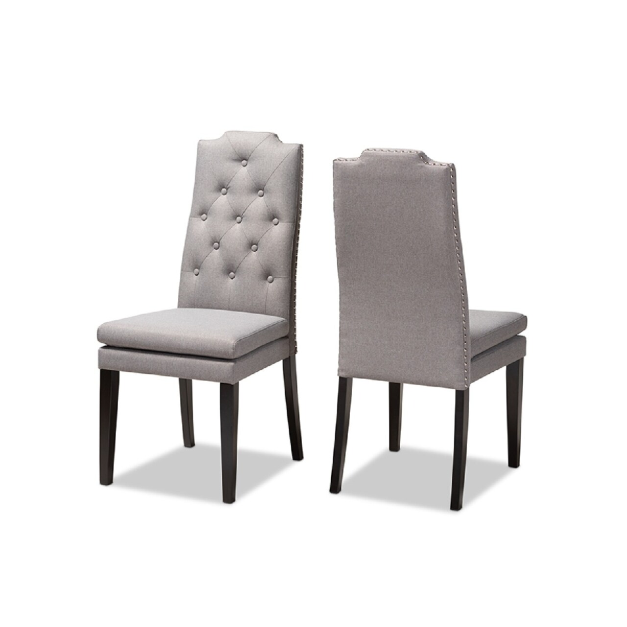 Wholesale Interiors Baxton Studio Dylin Modern and ContemporaryGray Fabric Upholstered Button Tufted Wood Dining Chair Set of 2